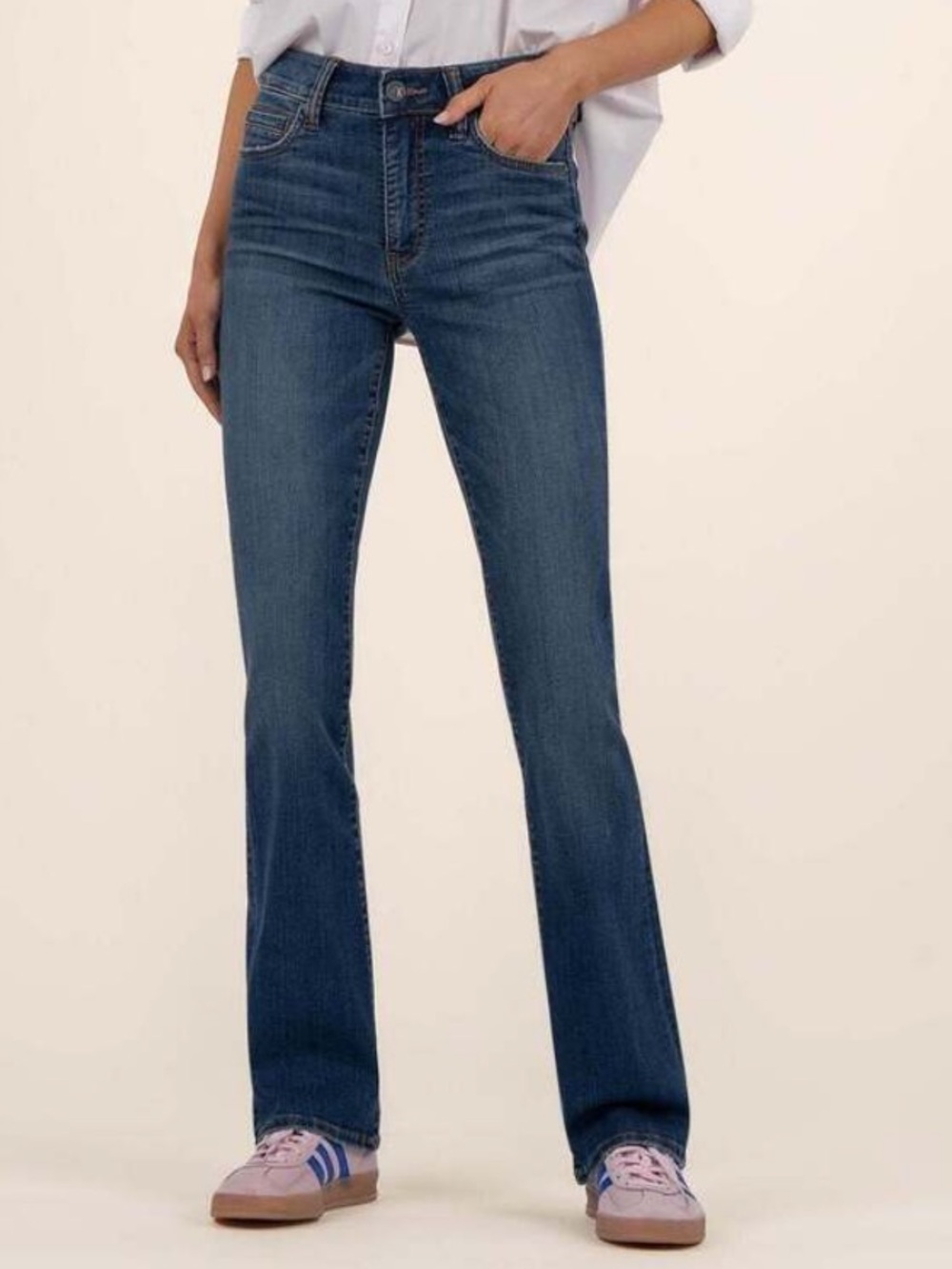 KFTK Natalie Baby Bootcut Jeans Women’s Size 12 Mid Rise Stretch Denim Classic